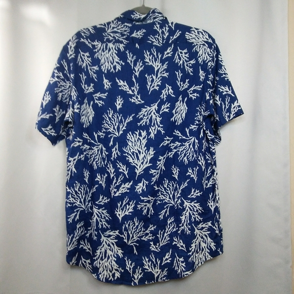 Michael Kors Men's 100% Linen Aloha Coral Shirt, M - Picture 2 of 4